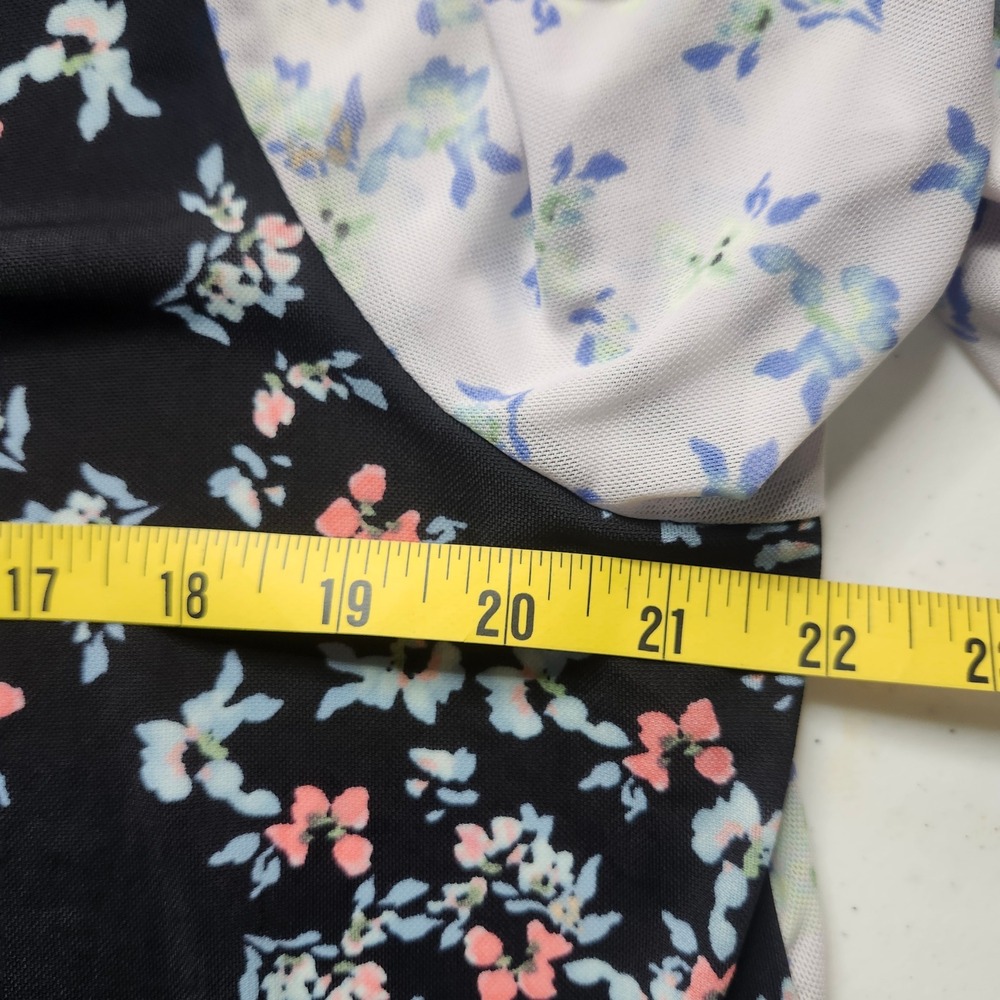 LOGO Layers by Lori Goldstein Womens XL Floral Mesh Ruched VNeck Long Sleeve Top - Picture 8 of 8